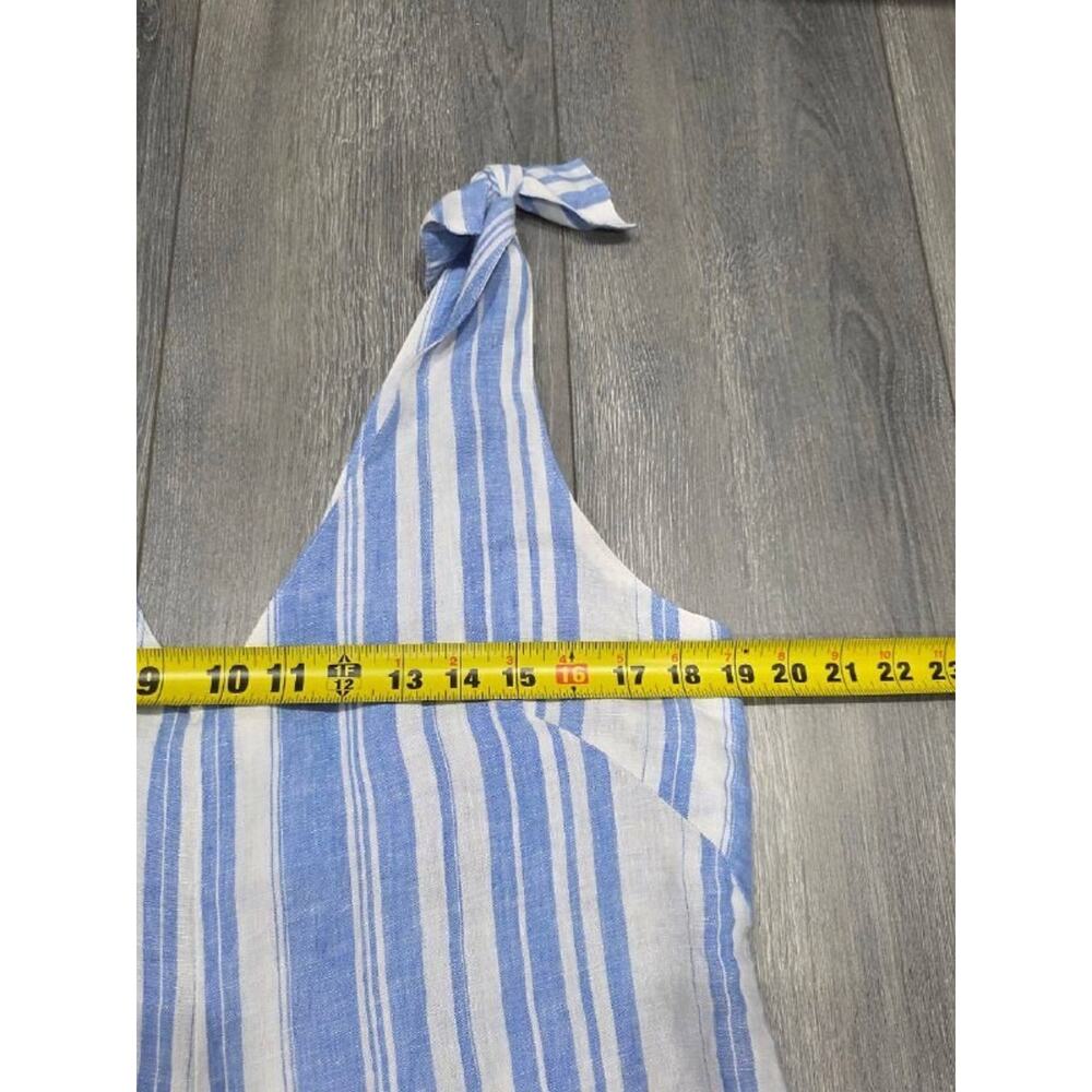 Vitamin A Marina Linen Light Blue White Y2K Striped Wide Leg Jumpsuit M A004532 - Picture 5 of 10
